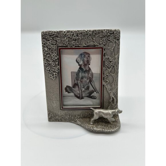 Rawcliffe pewter 1990 picture frame statue of a Dog 4.25 x 3.25 - Picture 3 of 7